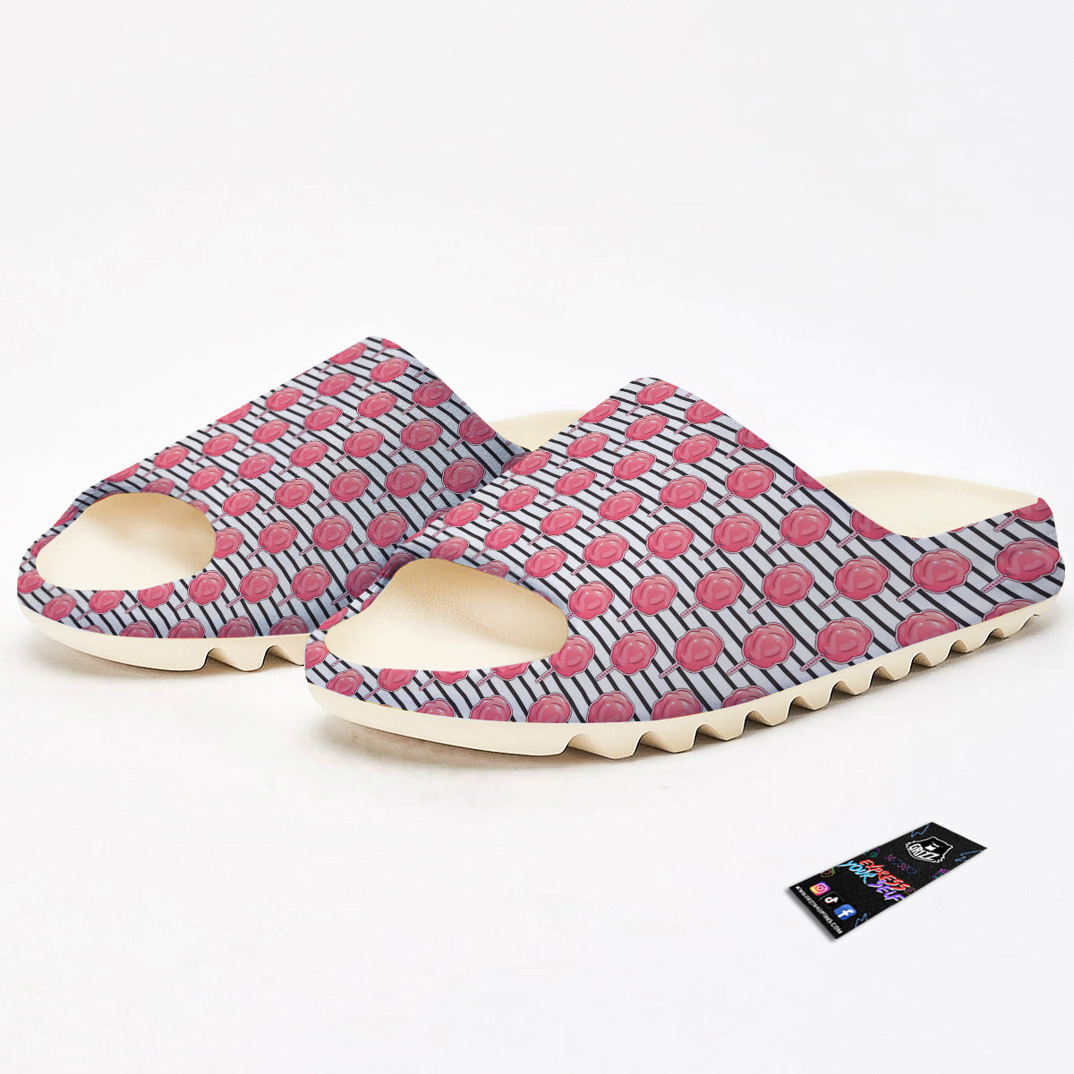 Striped Cotton Candy Print Pattern Sandals-grizzshop