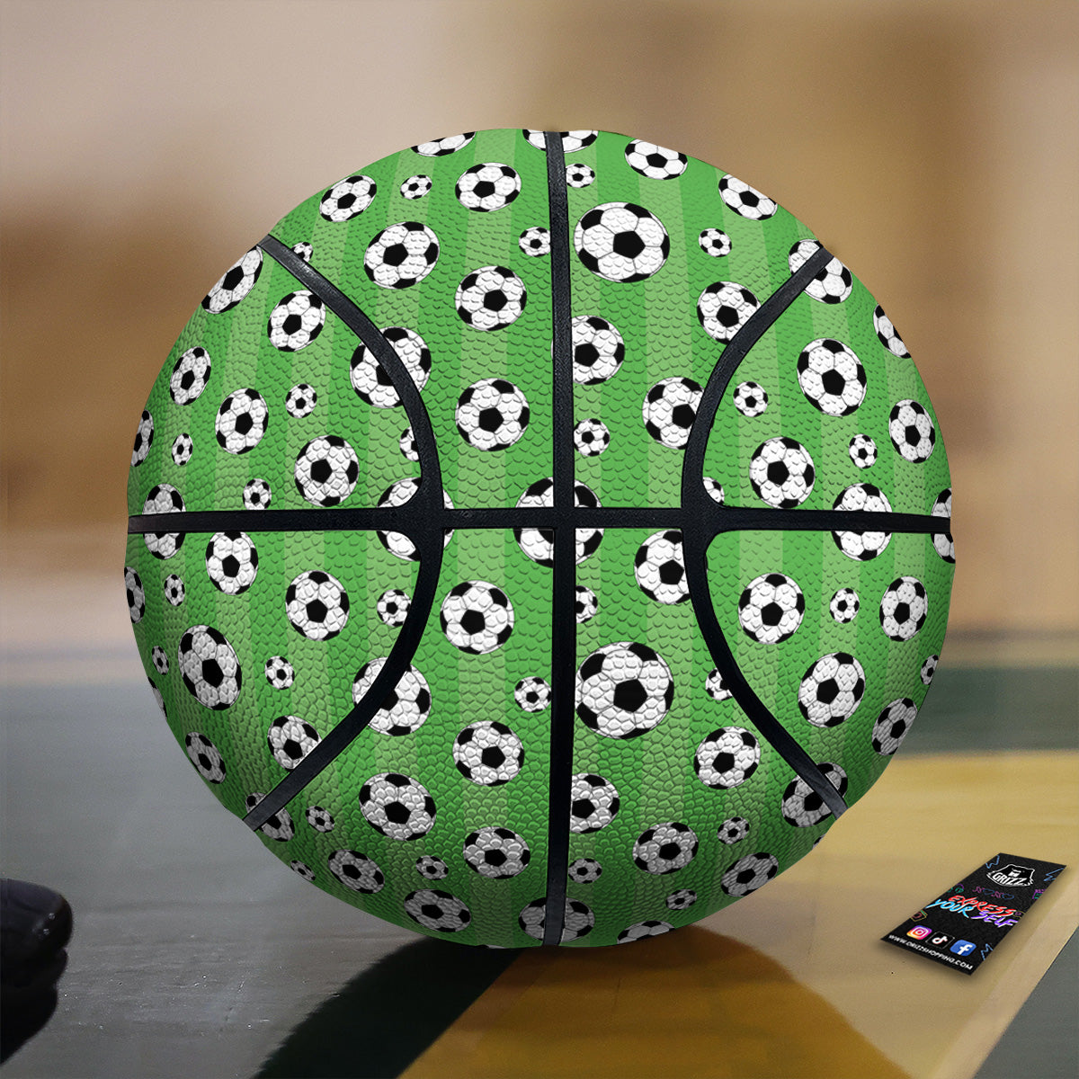 Striped Green Football Print Pattern Basketball