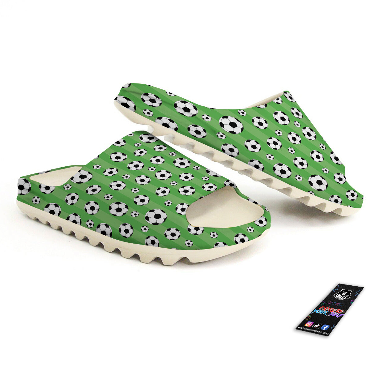 Striped Green Football Print Pattern Sandals-grizzshop
