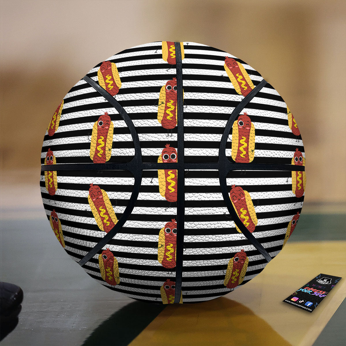 Striped Hot Dog Print Pattern Basketball