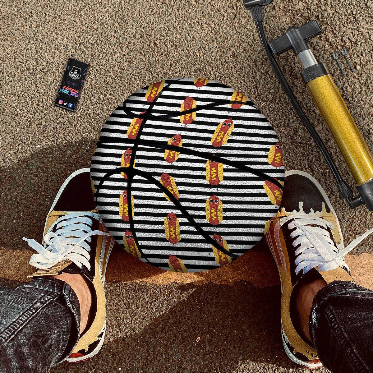 Striped Hot Dog Print Pattern Basketball