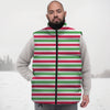 Striped Merry Christmas Print Pattern Down Vest