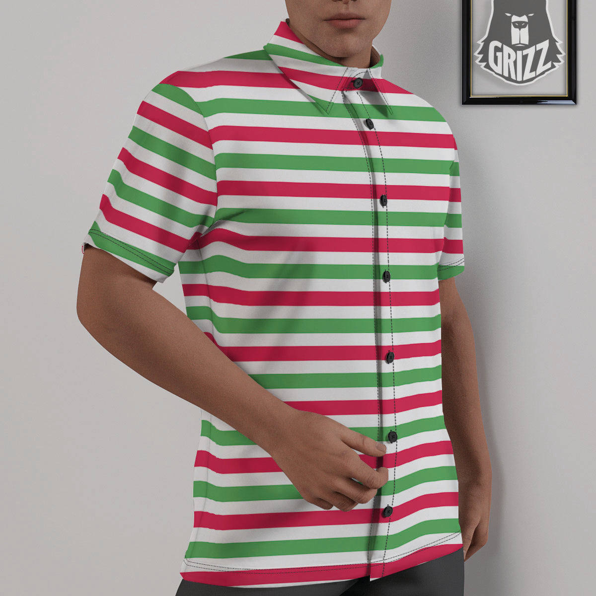 Striped Merry Christmas Print Pattern Untucked Shirts-grizzshop