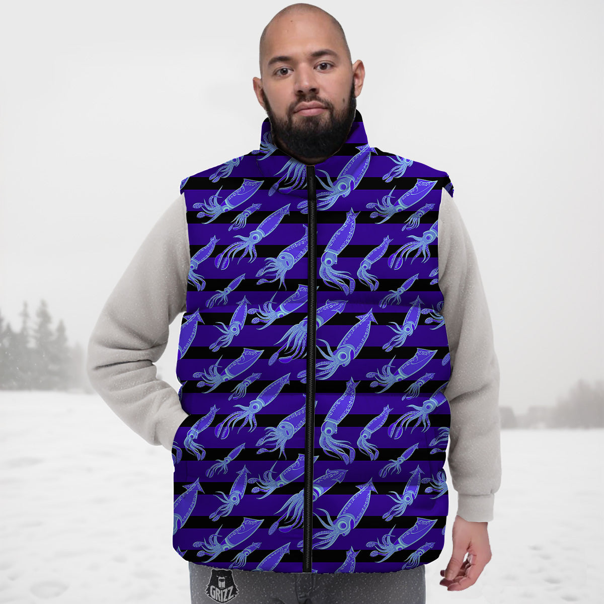 Snowflake Print Pattern Down Vest