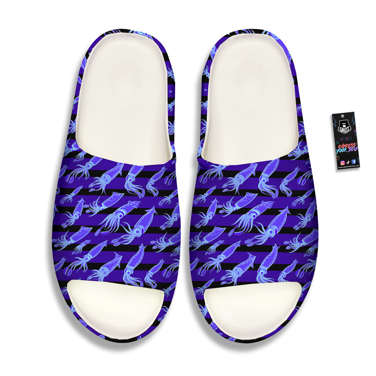 Striped Squid Print Pattern Sandals-grizzshop