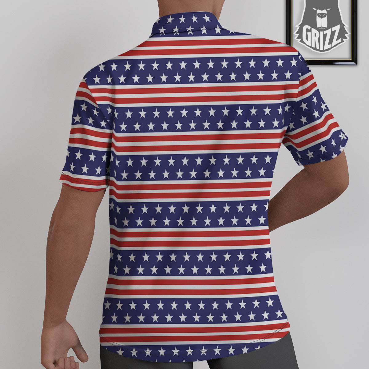 Striped USA Print Pattern Untucked Shirts-grizzshop