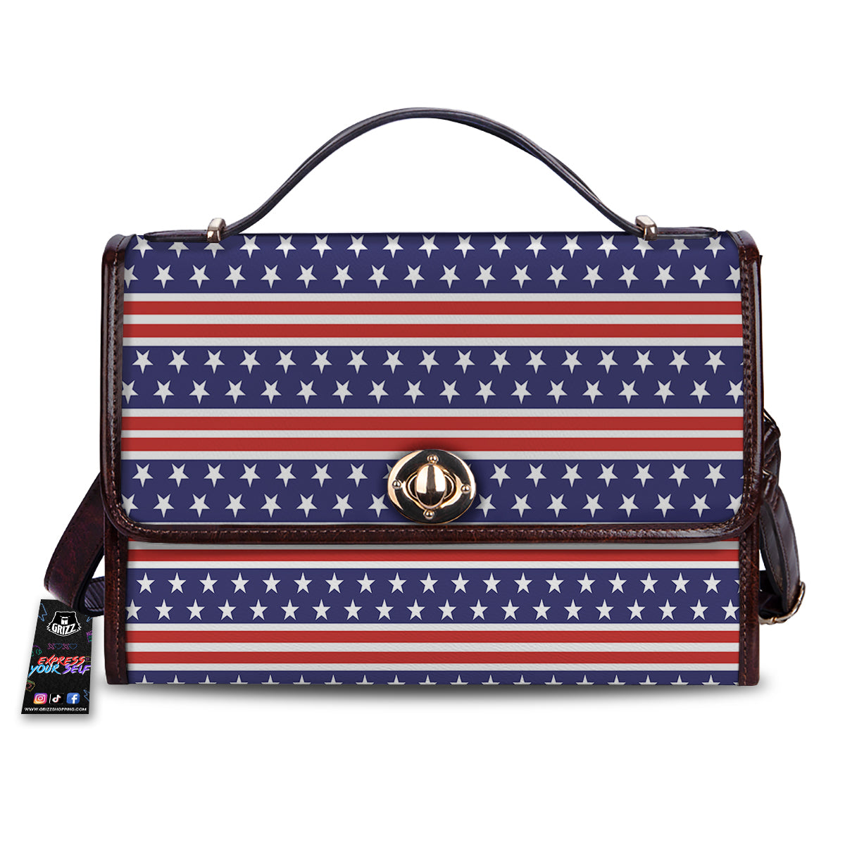 Striped USA Print Pattern Women's Satchel Bag