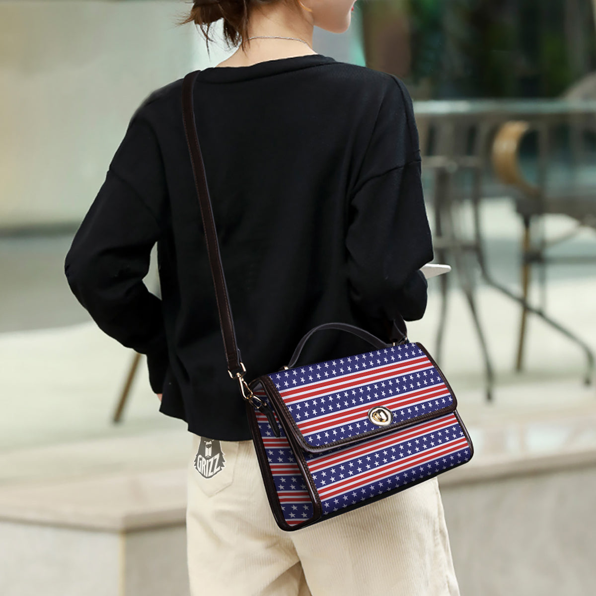 Striped USA Print Pattern Women's Satchel Bag