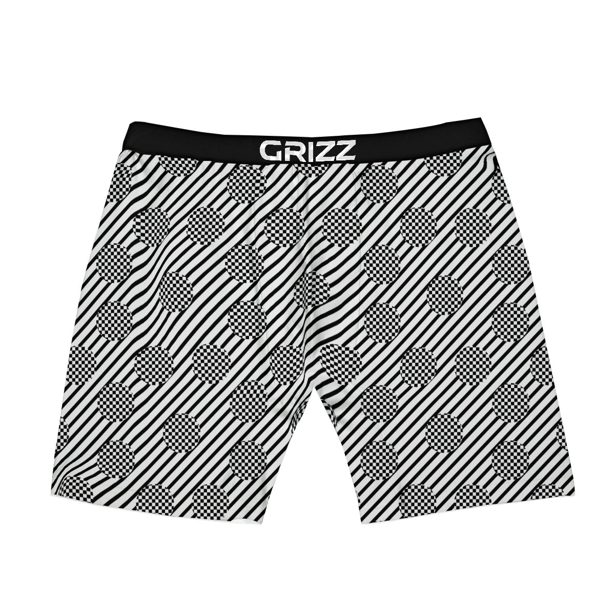 Stripes And Checkered Polka Dots Print Pattern Boxer Briefs-grizzshop