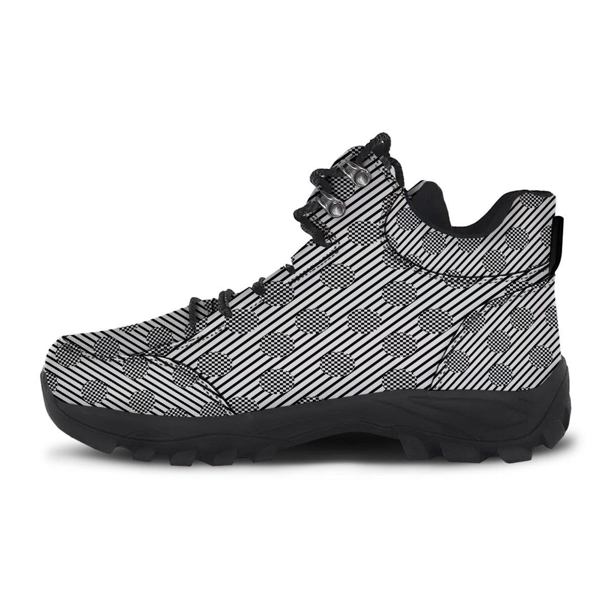 Stripes And Checkered Polka Dots Print Pattern Hiking Shoes-grizzshop