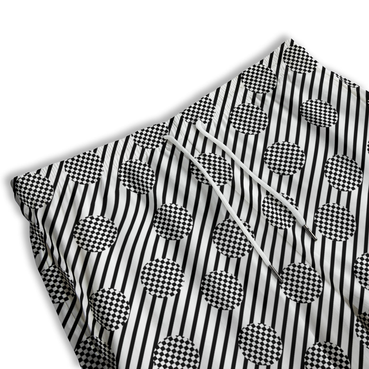 Stripes And Checkered Polka Dots Print Pattern Men's Athletic Shorts