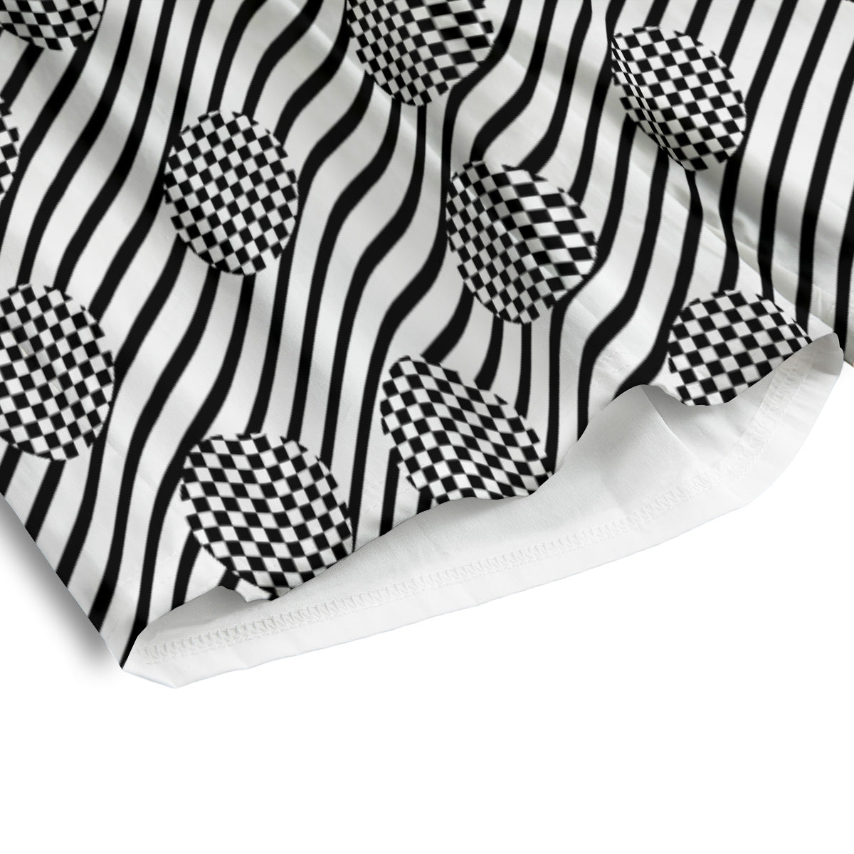 Stripes And Checkered Polka Dots Print Pattern Men's Athletic Shorts