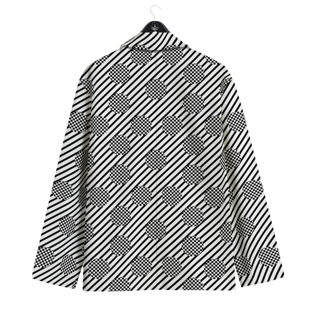 Stripes And Checkered Polka Dots Print Pattern Men's Sport Coat-grizzshop