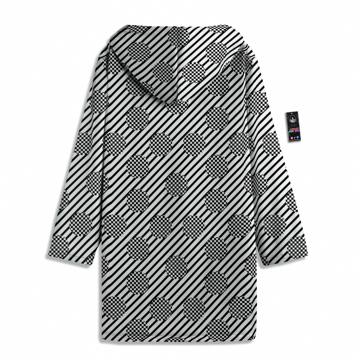 Stripes And Checkered Polka Dots Print Pattern Men's Windbreaker Jacket-grizzshop