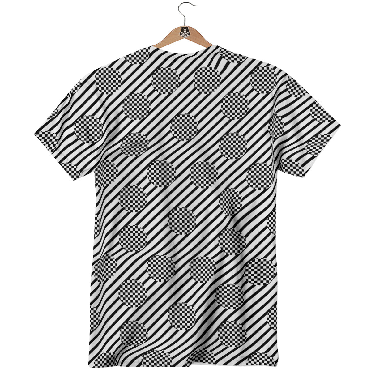 Stripes And Checkered Polka Dots Print Pattern T-Shirt-grizzshop