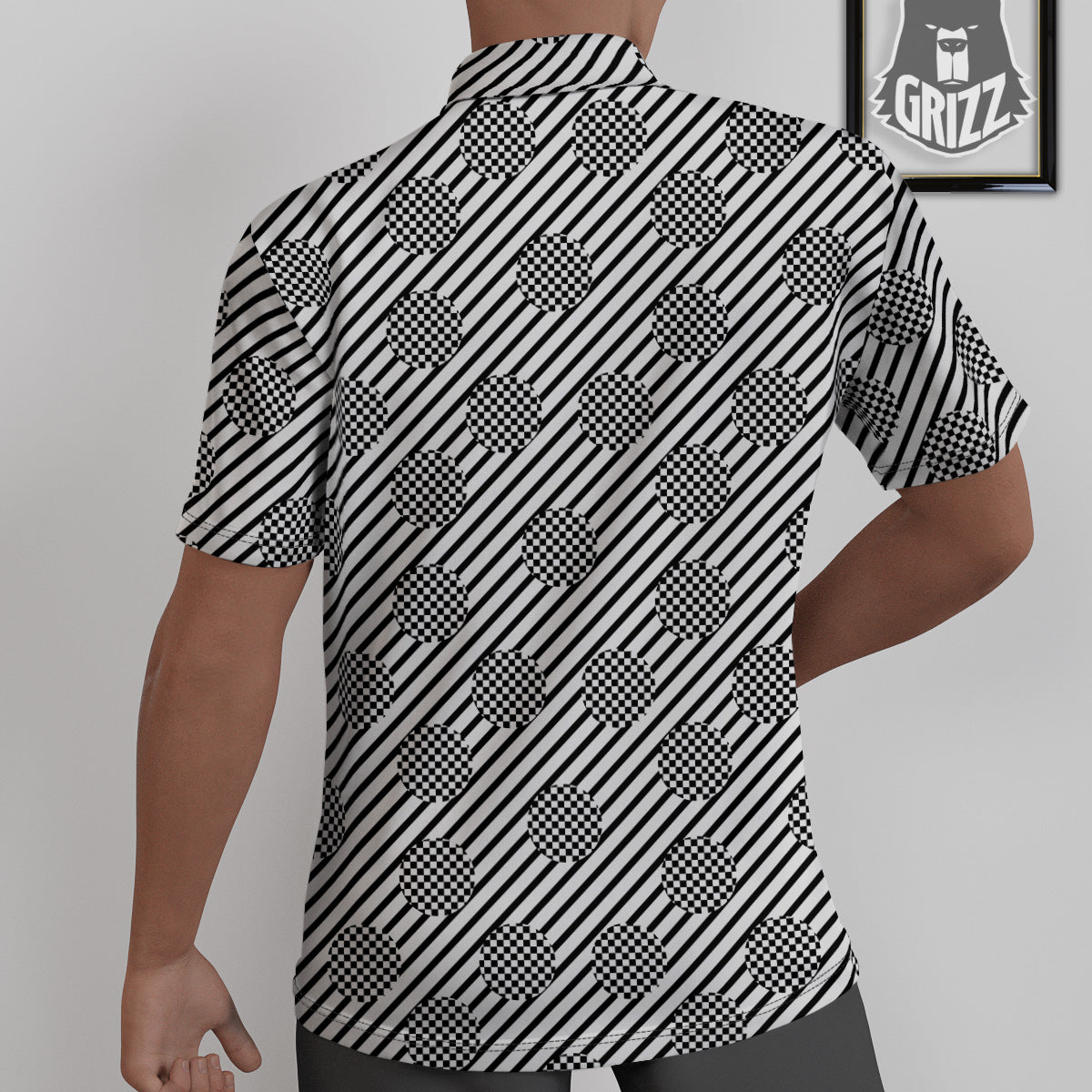 Stripes And Checkered Polka Dots Print Pattern Untucked Shirts-grizzshop