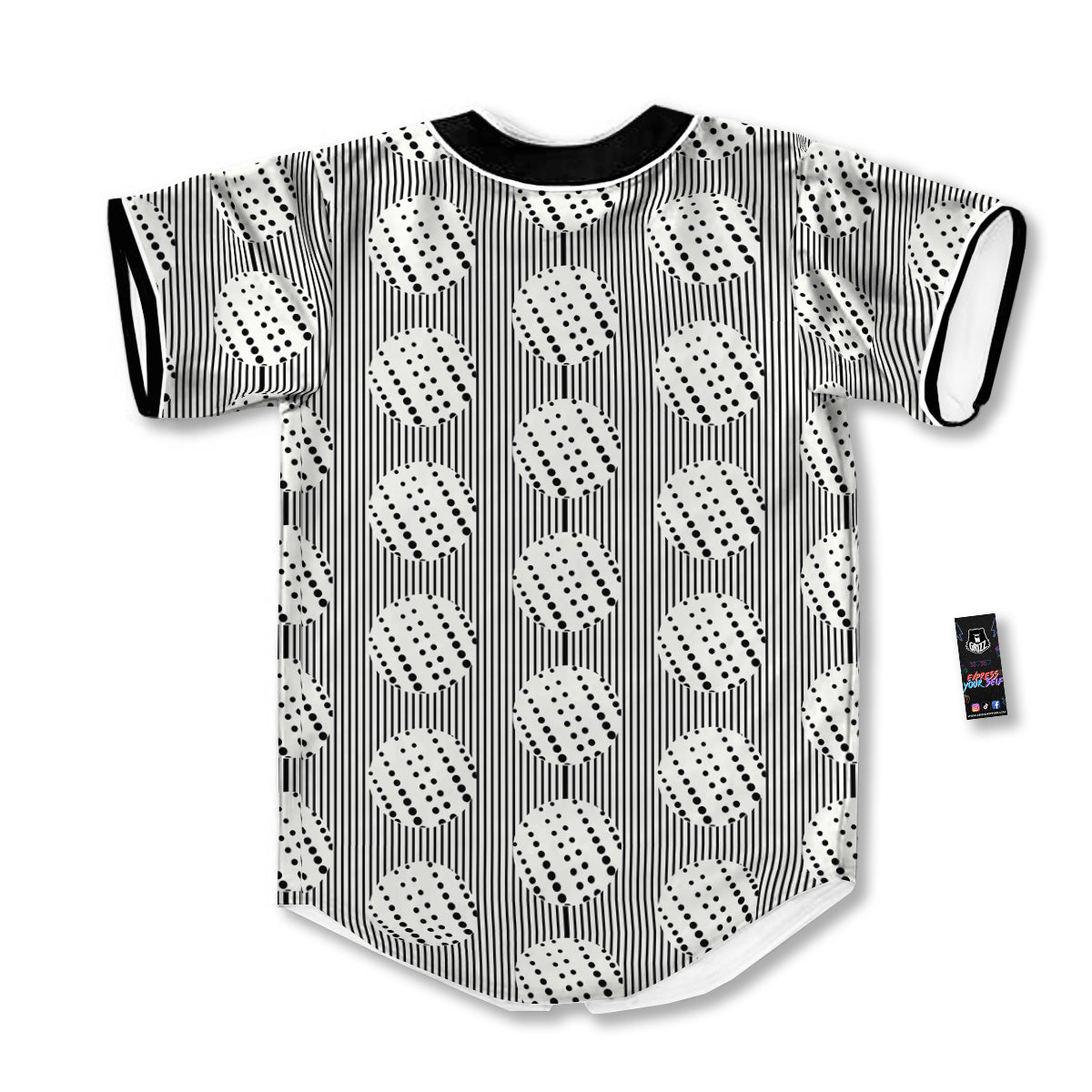 Stripes And Polka Dot Print Pattern Baseball Jersey-grizzshop