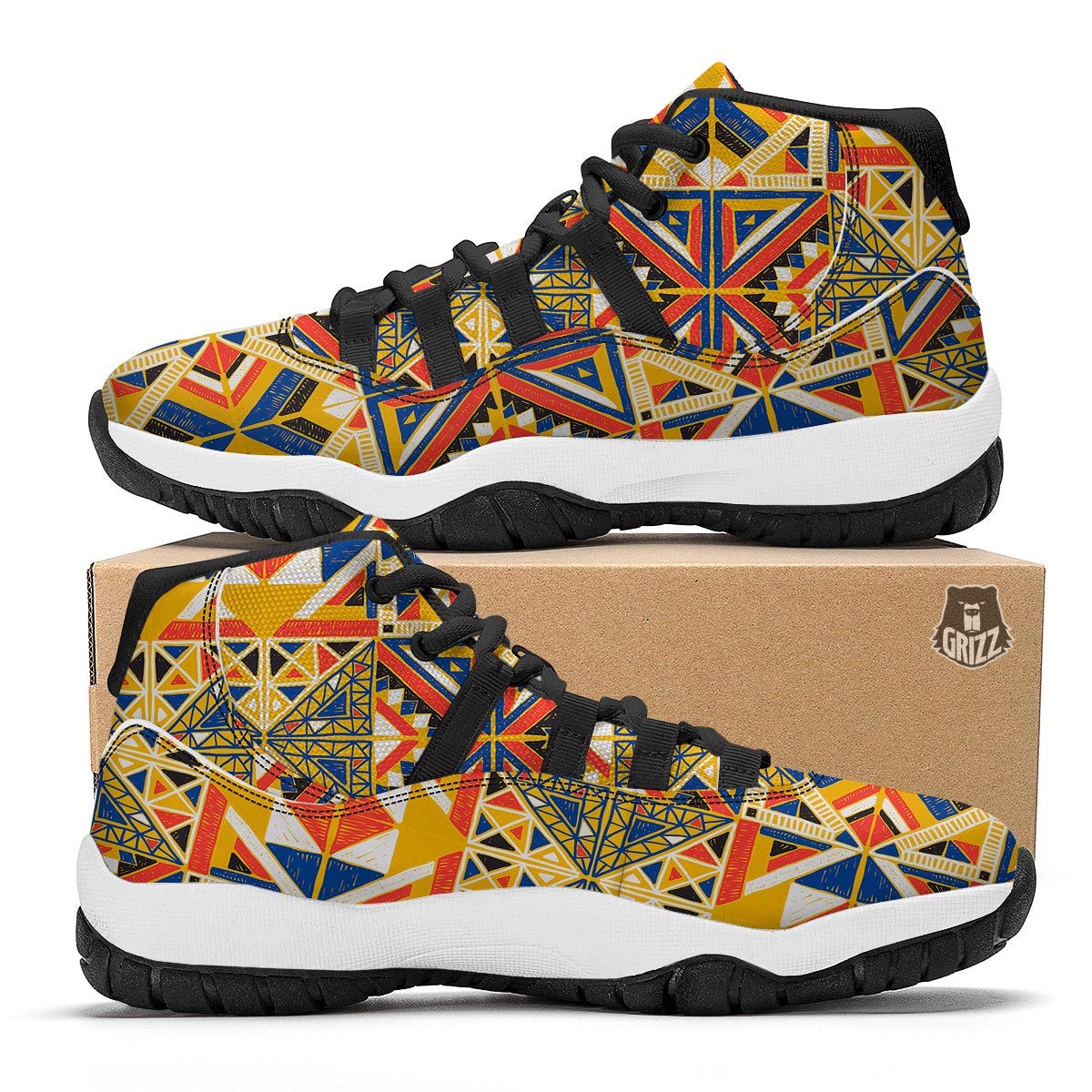 Stripes And Polka Dot Print Pattern Black Bball Shoes-grizzshop