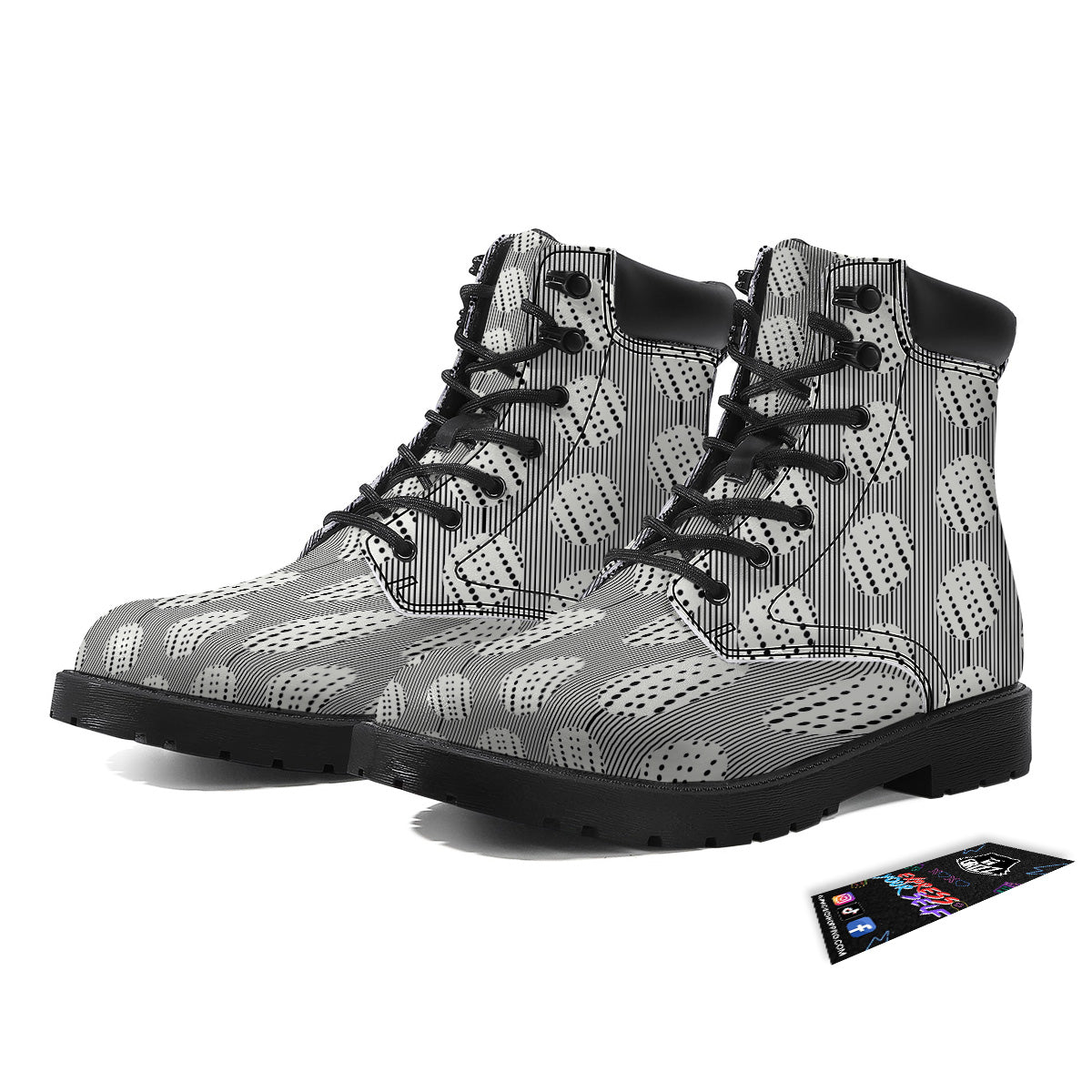 Stripes And Polka Dot Print Pattern Boots-grizzshop