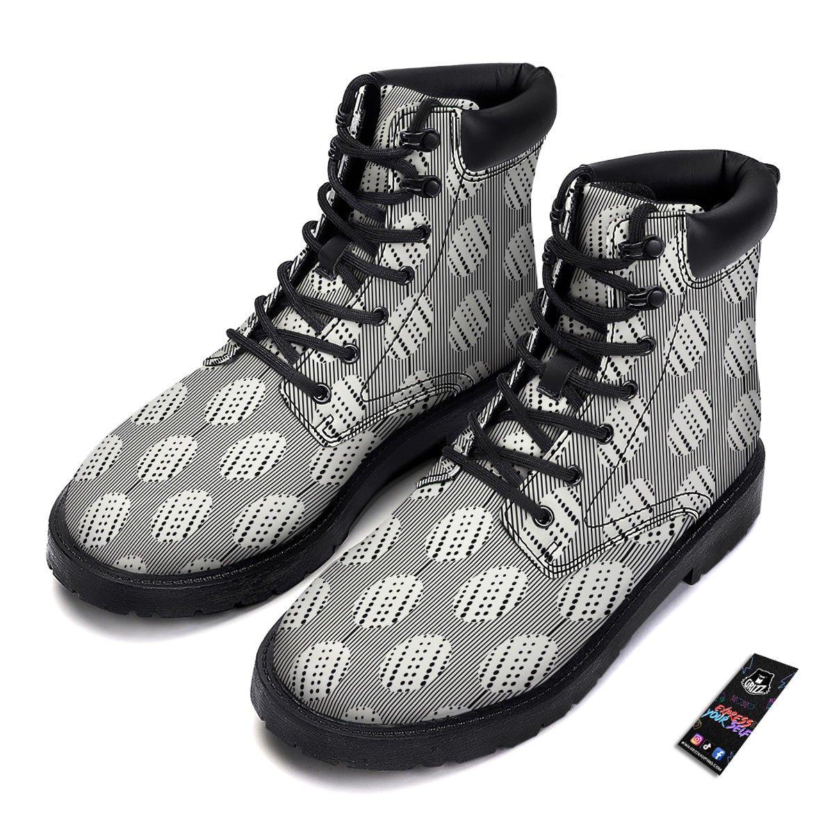 Stripes And Polka Dot Print Pattern Boots-grizzshop