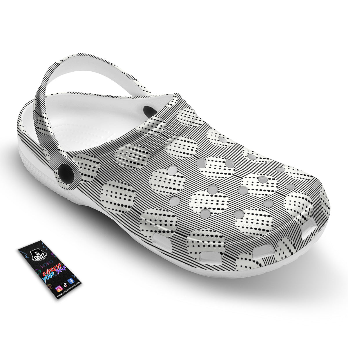 Stripes And Polka Dot Print Pattern Clog-grizzshop