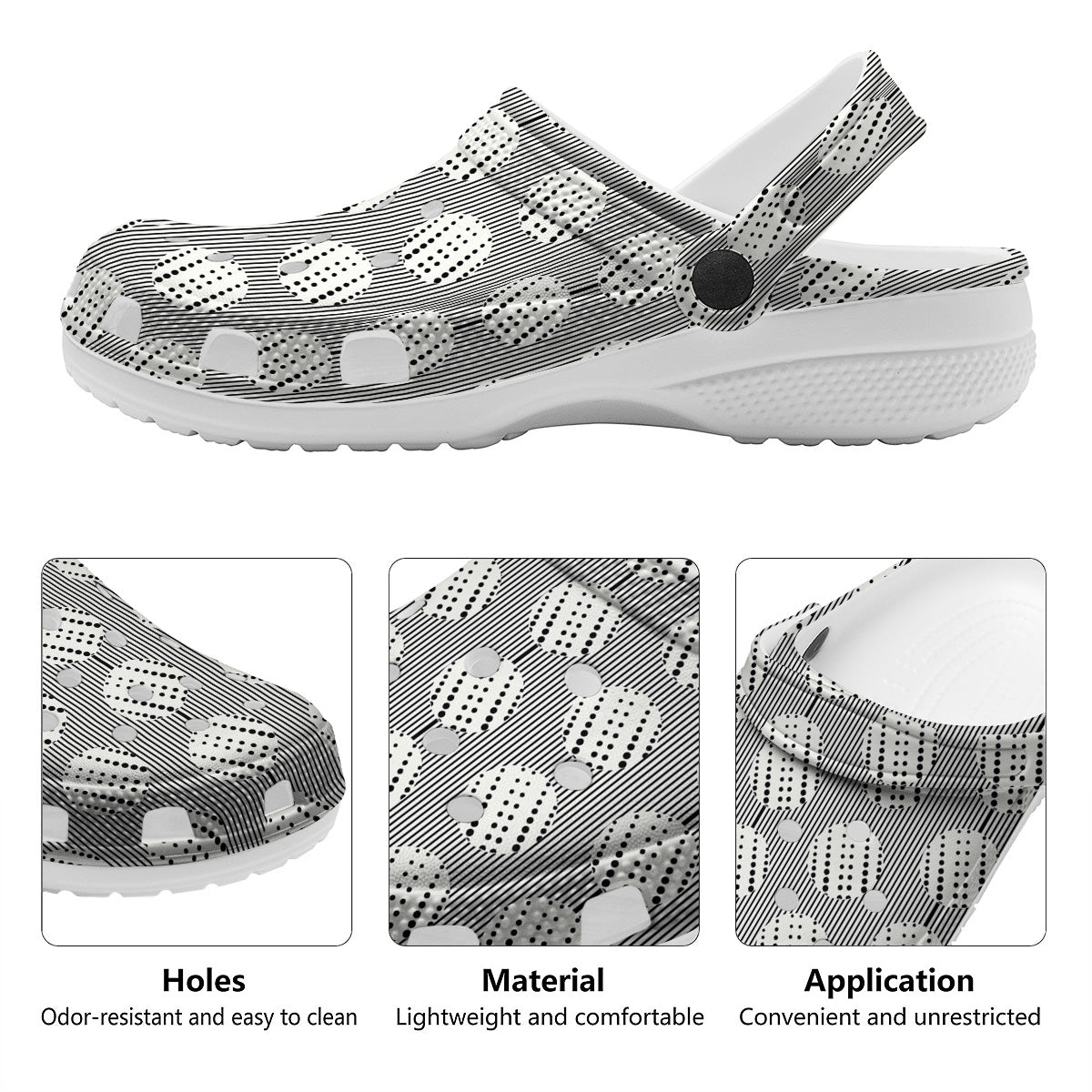Stripes And Polka Dot Print Pattern Clog-grizzshop