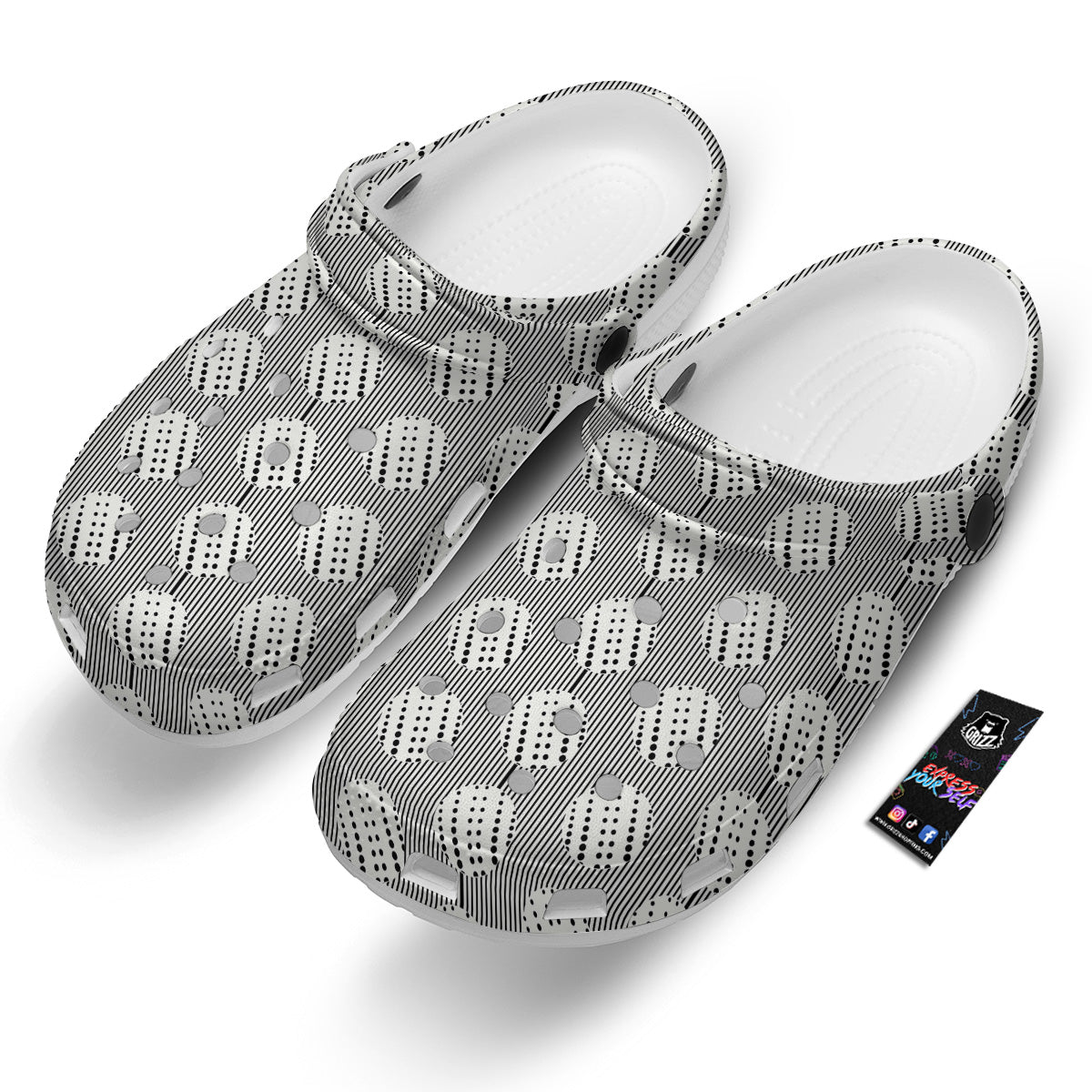 Stripes And Polka Dot Print Pattern Clog-grizzshop