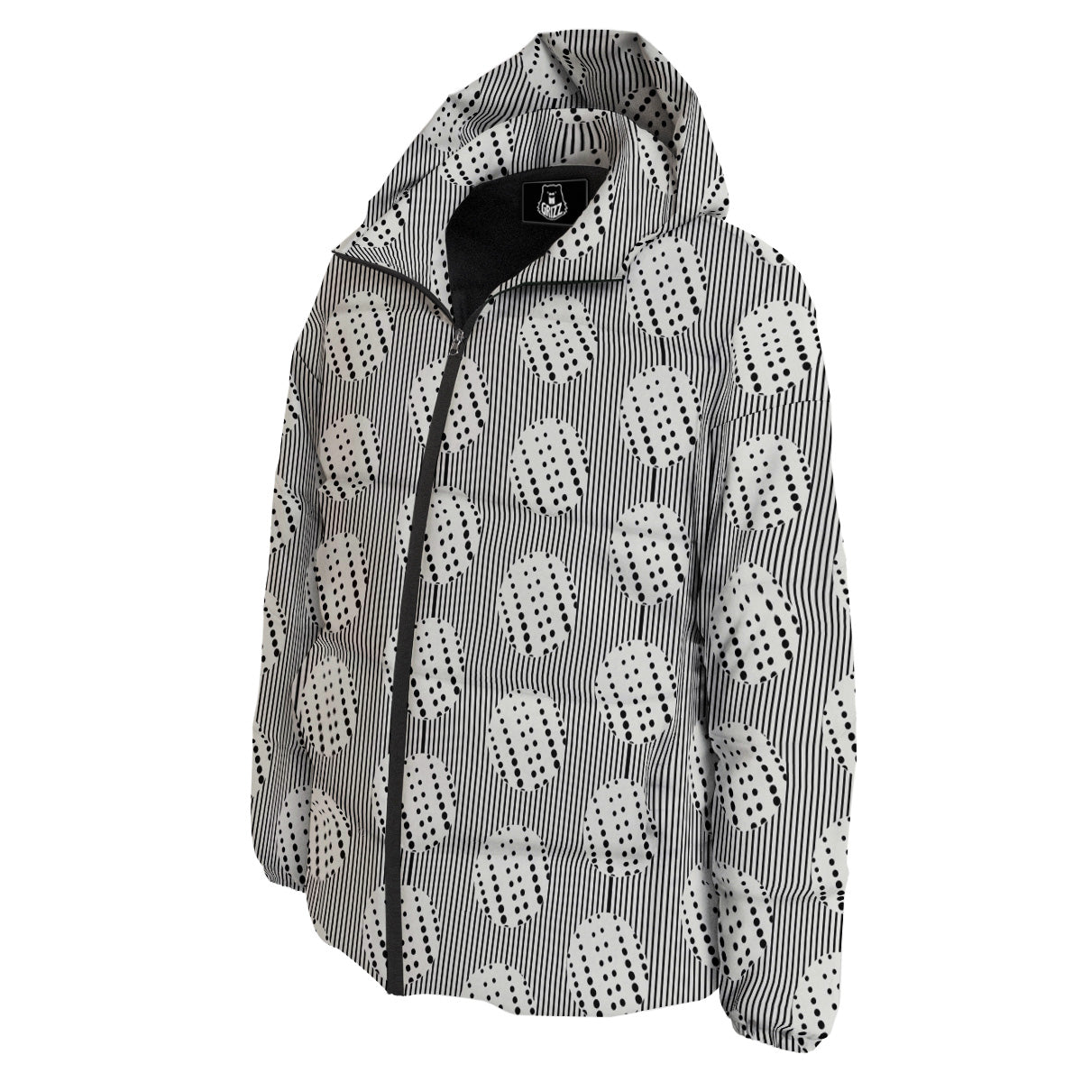 Stripes And Polka Dot Print Pattern Down Jacket-grizzshop