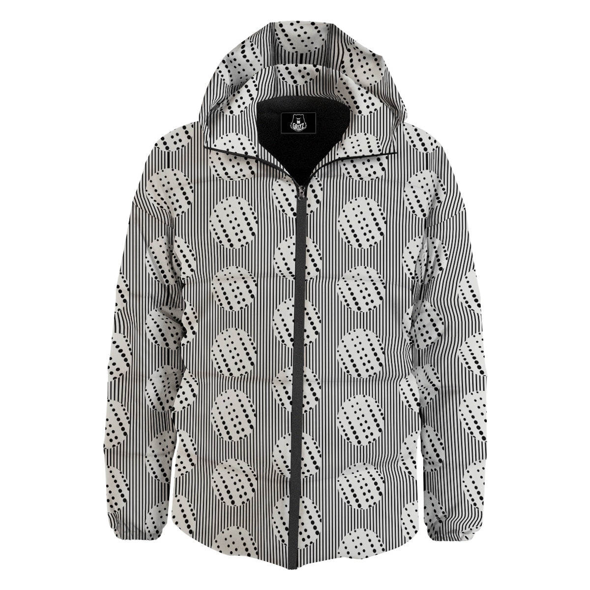 Stripes And Polka Dot Print Pattern Down Jacket-grizzshop