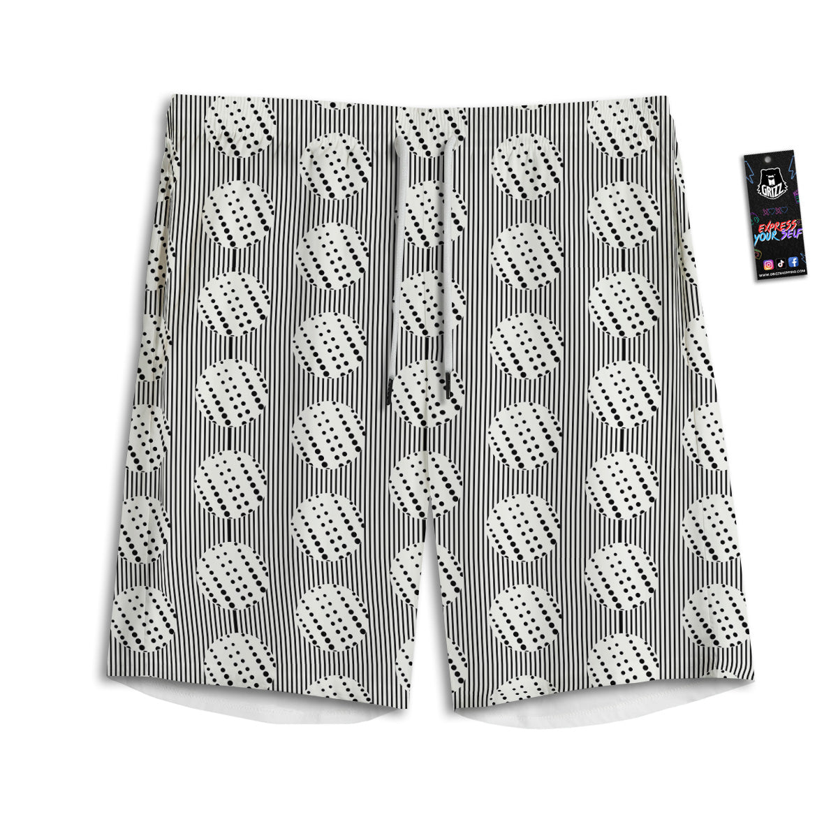 Stripes And Polka Dot Print Pattern Men's Athletic Shorts