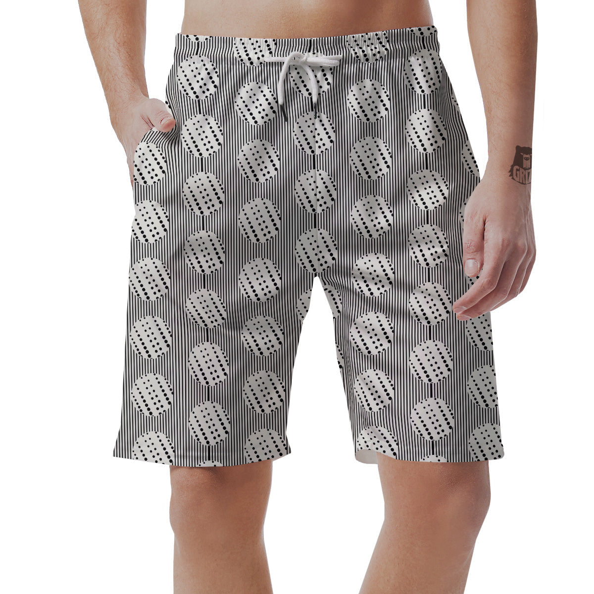 Stripes And Polka Dot Print Pattern Men's Shorts-grizzshop