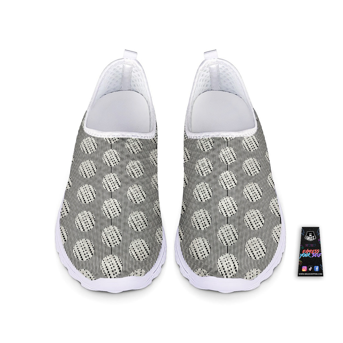 Stripes And Polka Dot Print Pattern Nurse Shoes-grizzshop