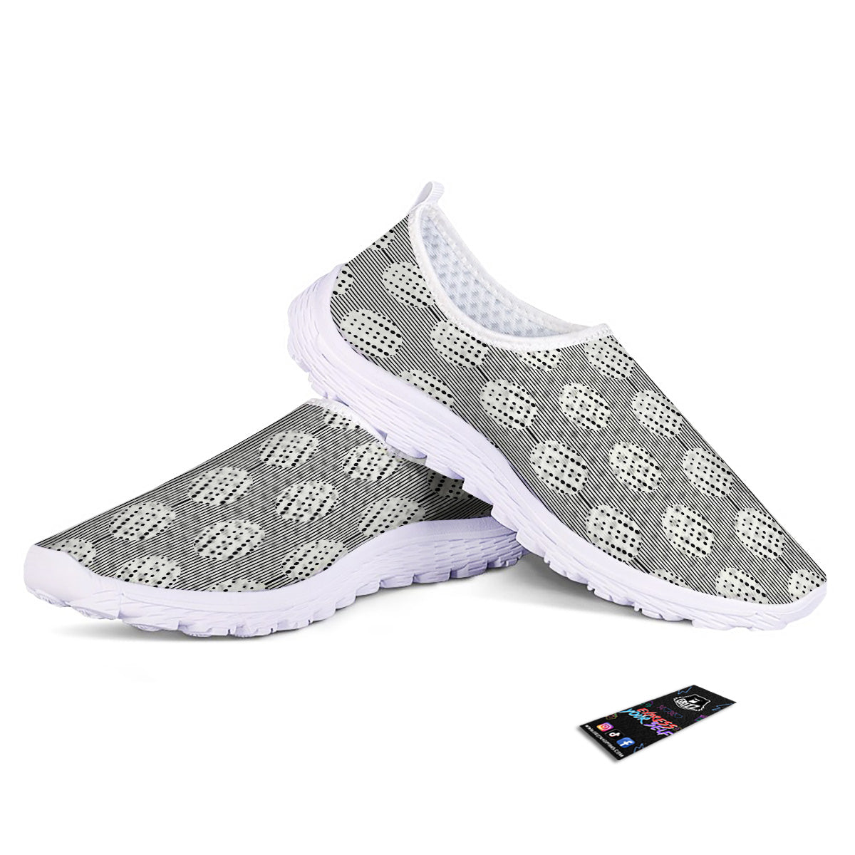 Stripes And Polka Dot Print Pattern Nurse Shoes-grizzshop
