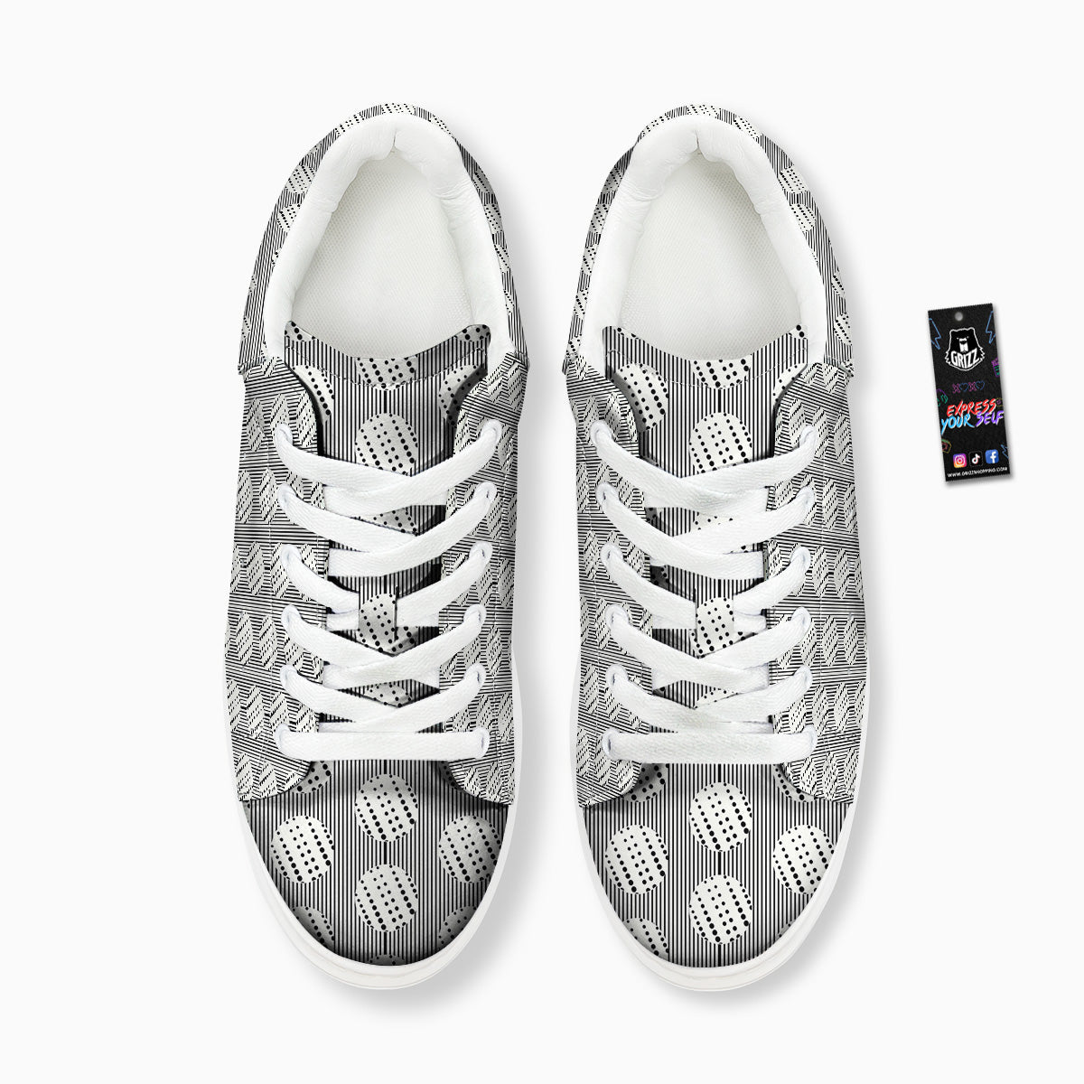 Stripes And Polka Dot Print Pattern Platform Shoes-grizzshop