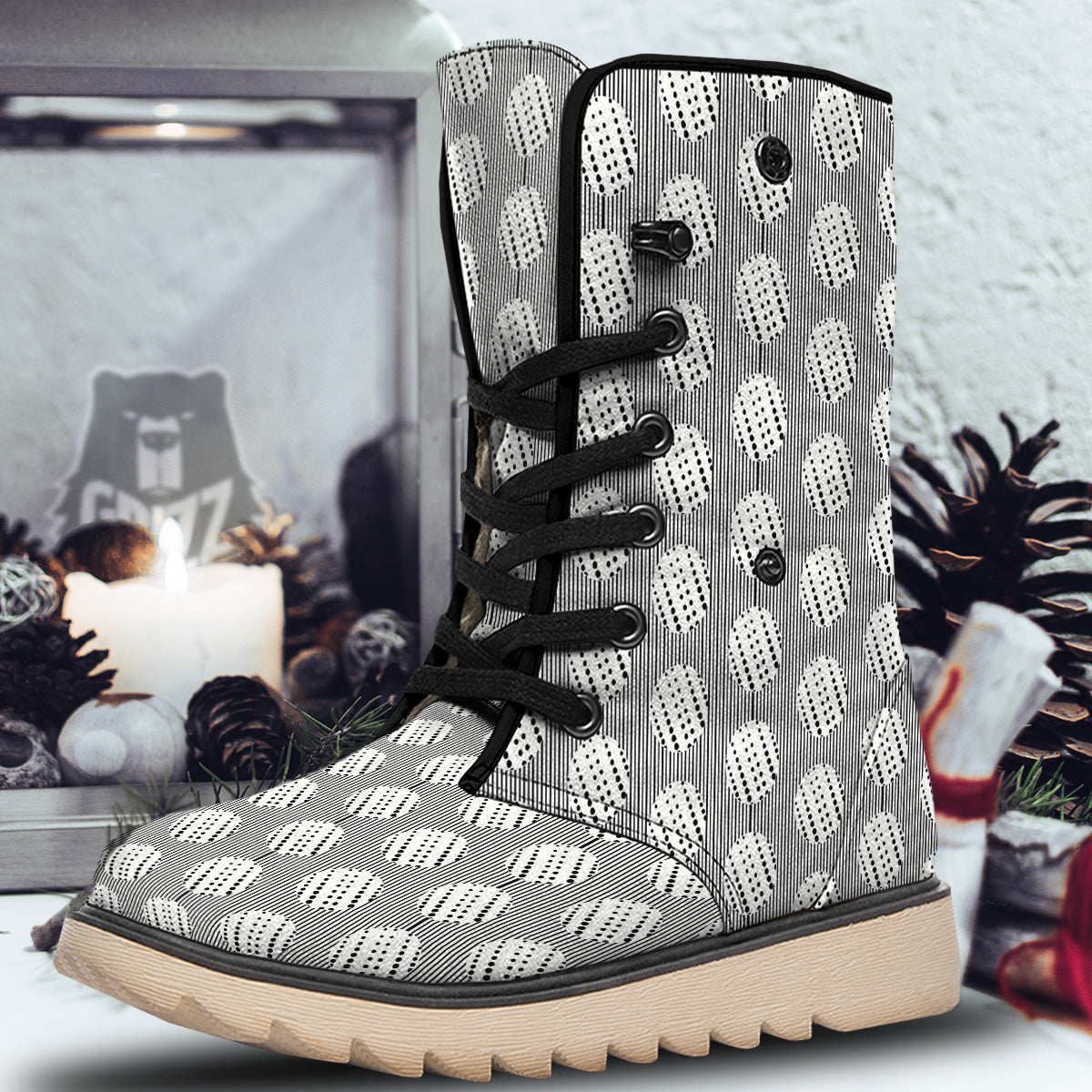 Stripes And Polka Dot Print Pattern Snow Boots-grizzshop