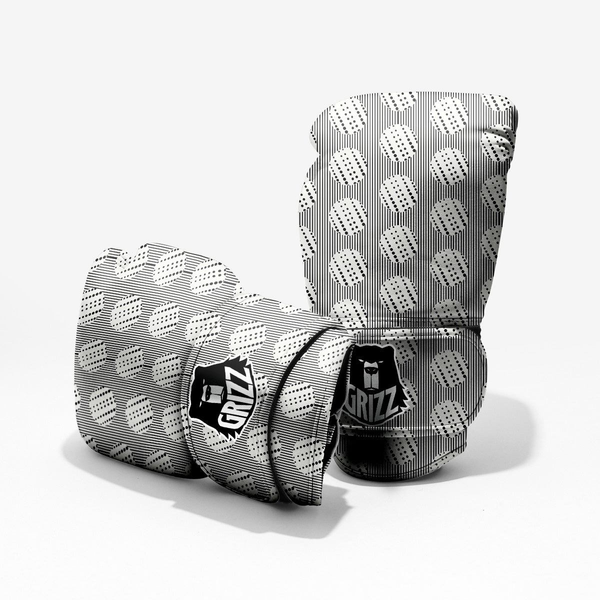 Stripes And Polka Dot Print Pattern Pro Boxing Glove