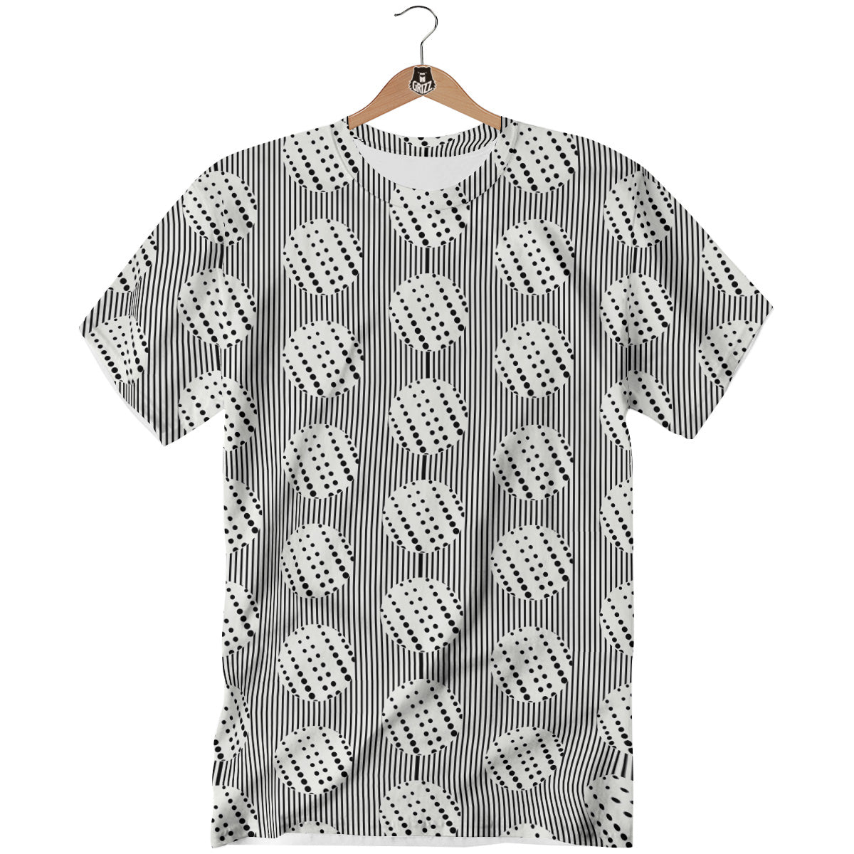 Stripes And Polka Dot Print Pattern T-Shirt-grizzshop