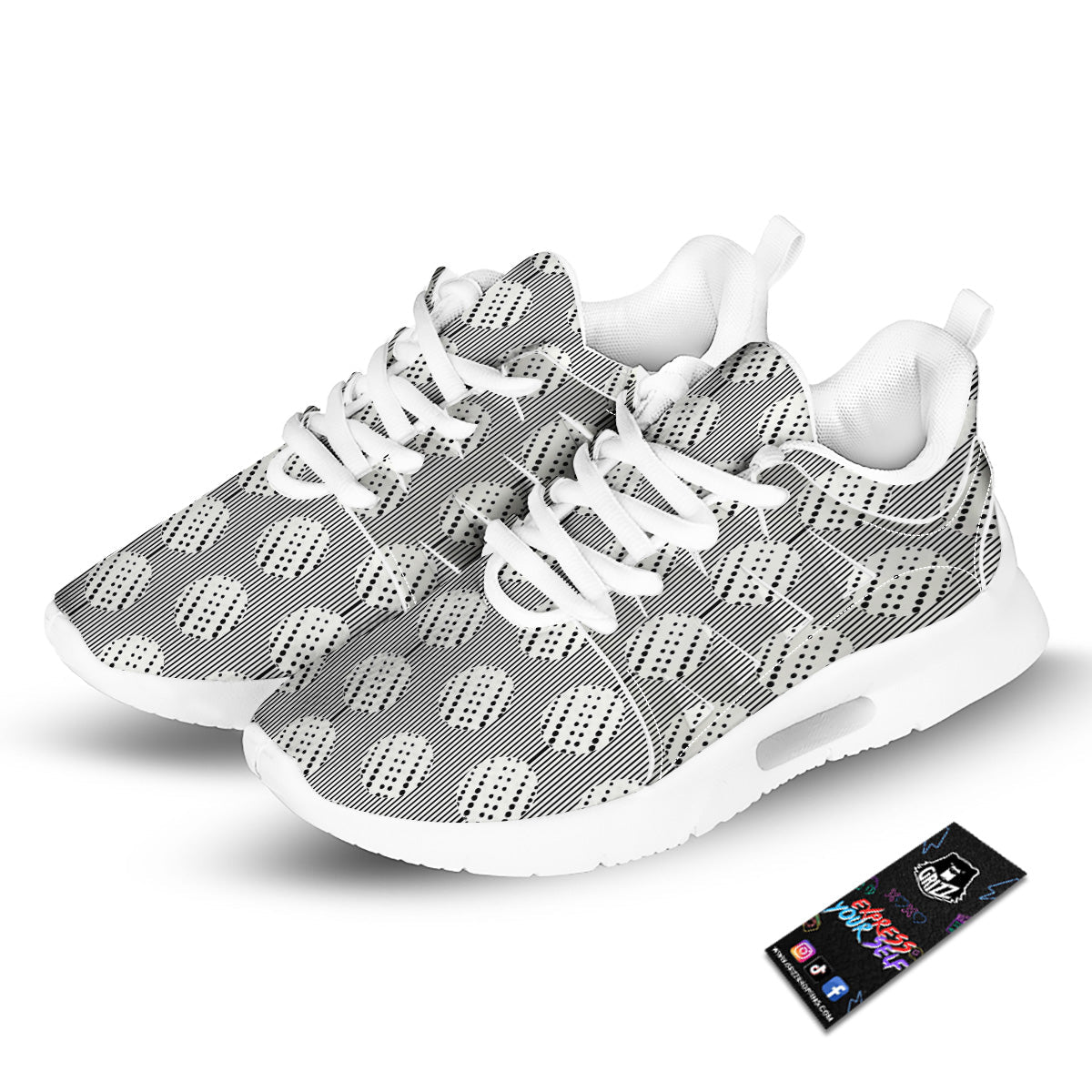 Stripes And Polka Dot Print Pattern Tennis Shoes-grizzshop