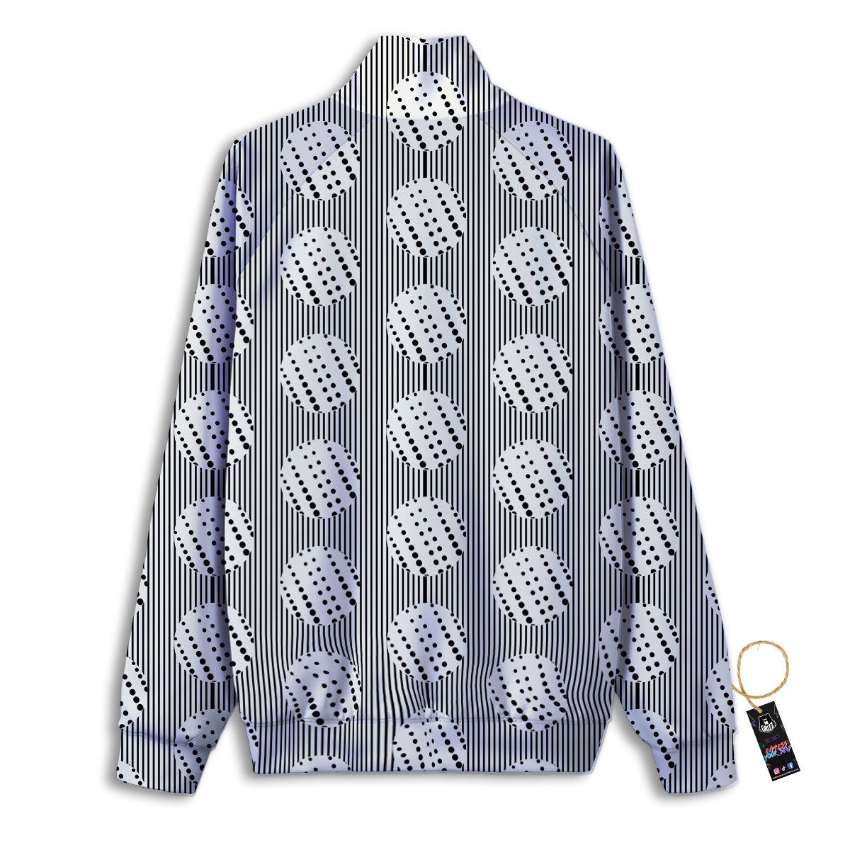 Stripes And Polka Dot Print Pattern Track Jacket-grizzshop