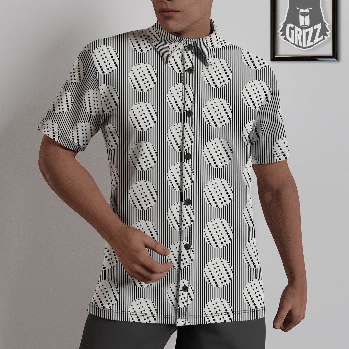 Stripes And Polka Dot Print Pattern Untucked Shirts-grizzshop