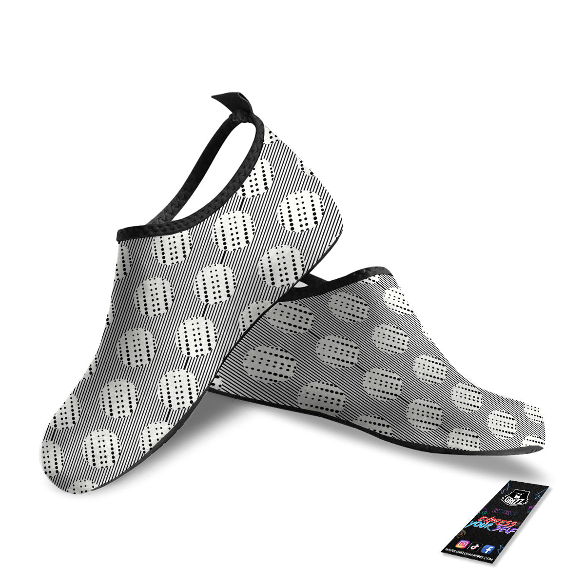 Stripes And Polka Dot Print Pattern Water Shoes-grizzshop