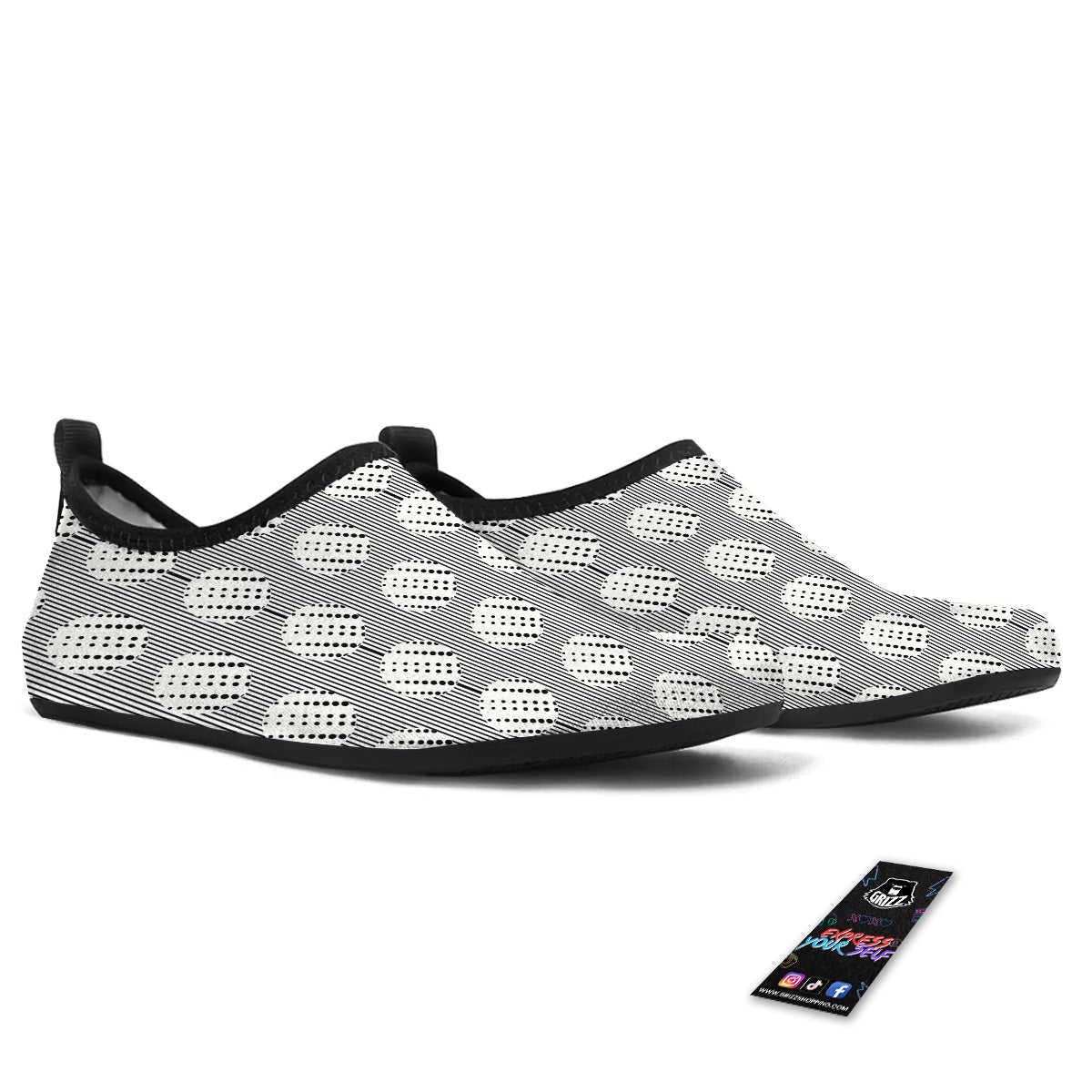 Stripes And Polka Dot Print Pattern Water Shoes-grizzshop
