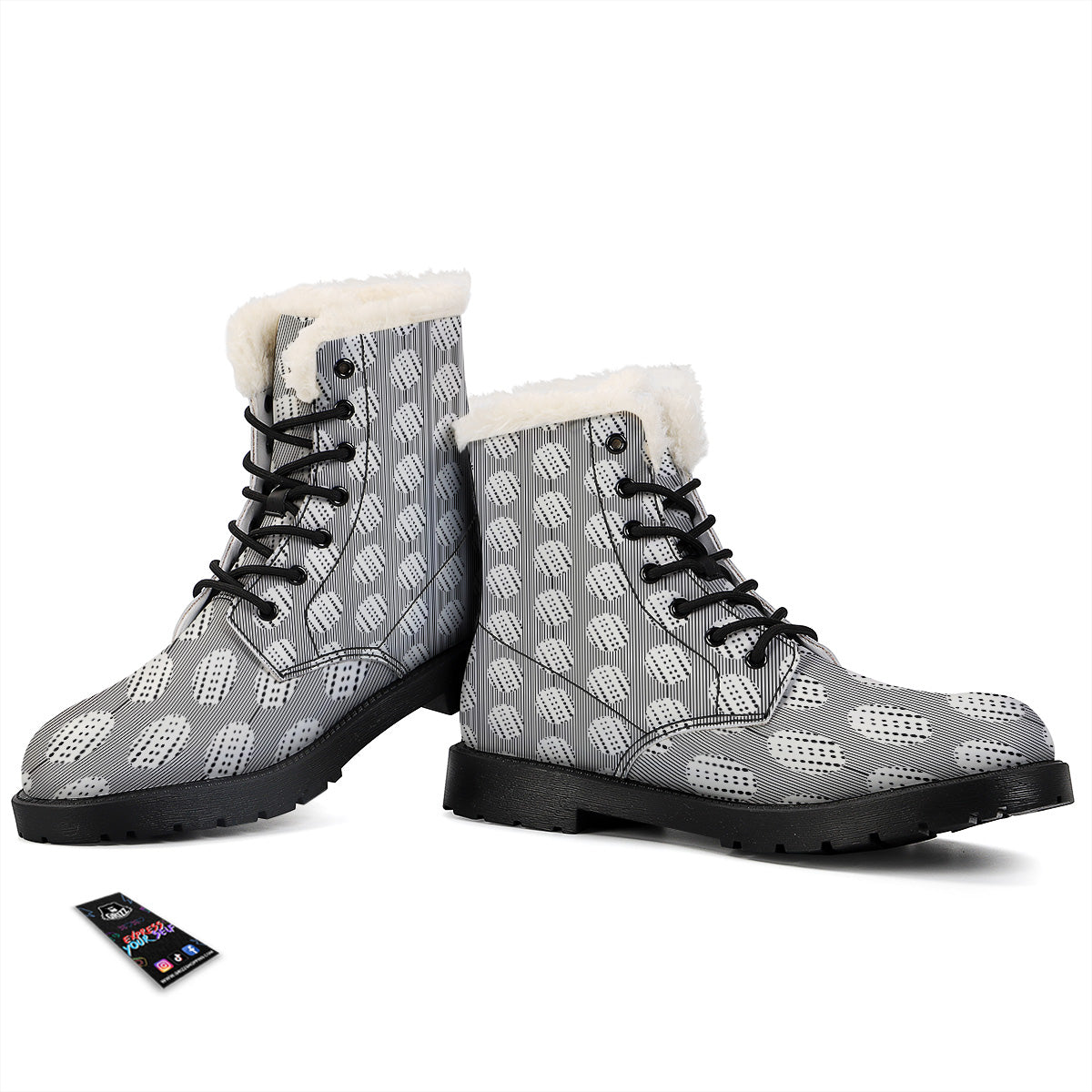Stripes And Polka Dot Print Pattern Winter Boots-grizzshop