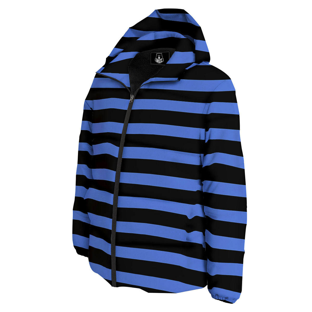 Stripes Black And Blue Print Pattern Down Jacket-grizzshop