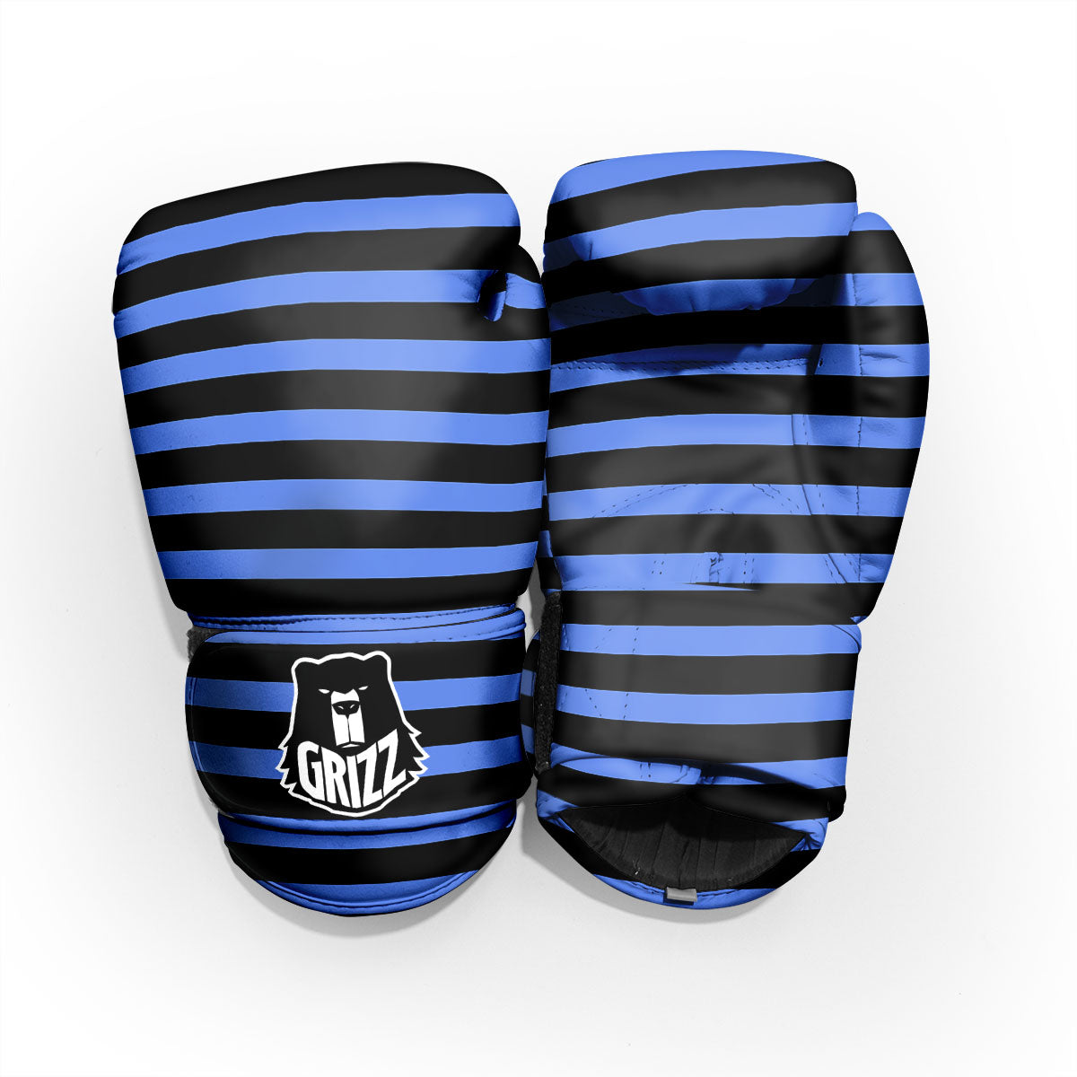 Stripes Black And Blue Print Pattern Pro Boxing Glove