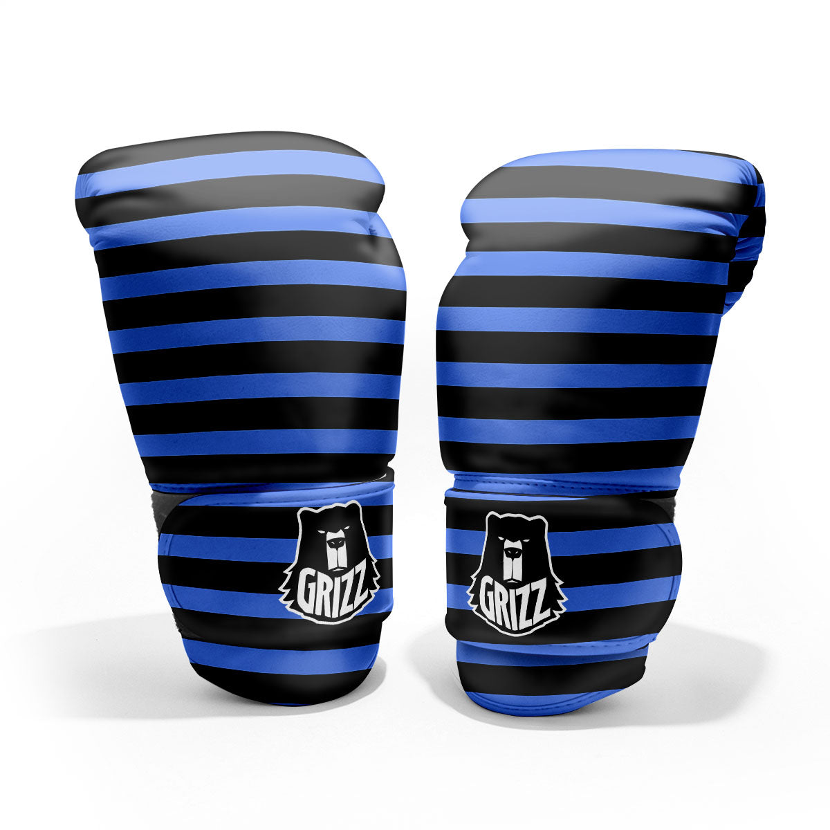 Stripes Black And Blue Print Pattern Pro Boxing Glove