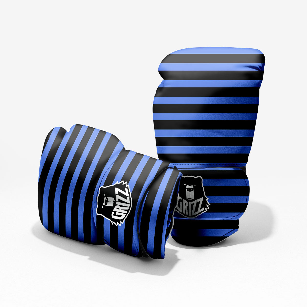 Stripes Black And Blue Print Pattern Pro Boxing Glove