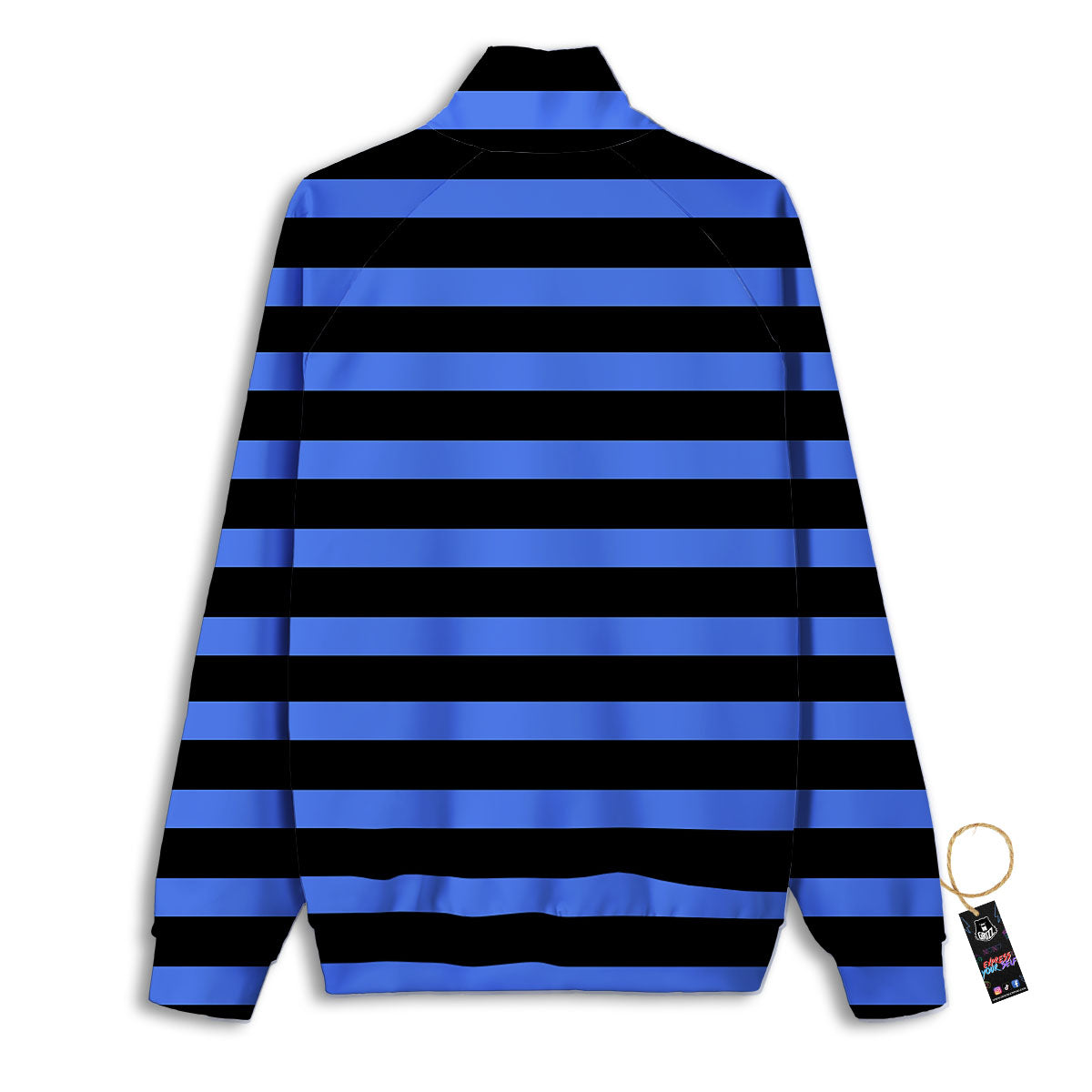 Stripes Black And Blue Print Pattern Track Jacket-grizzshop
