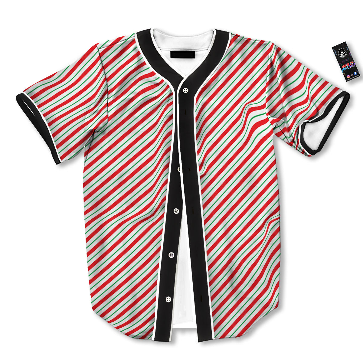 Stripes Candy Cane Print Pattern Baseball Jersey-grizzshop