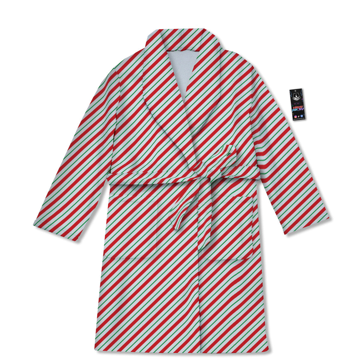 Stripes Candy Cane Print Pattern Bathrobe-grizzshop